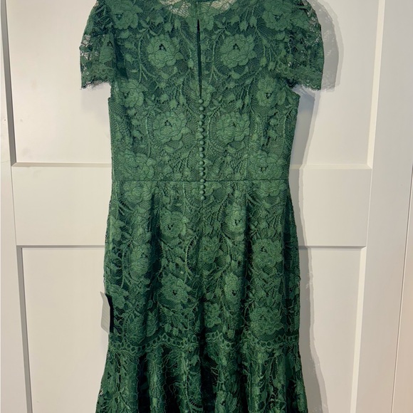 Green Mid-Length Lace Dress with Cap Sleeve, Size 12, Nordstrom, NEW - Picture 3 of 4